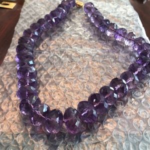 18” gold and natural faceted amethyst Necklace